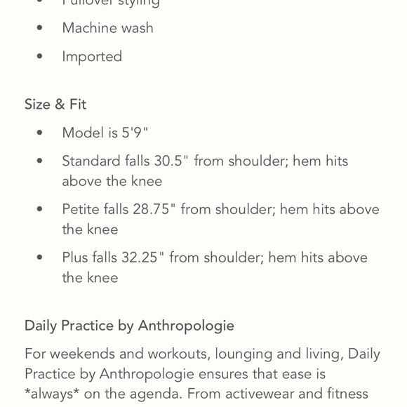 NWOT ANTHROPOLOGIE DAILY PRACTICE MOLLIE TUNIC DRESS - Picture 10 of 10